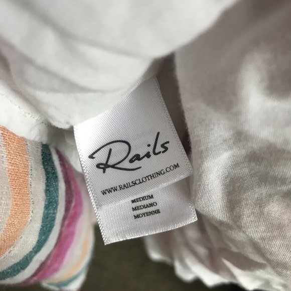 Rails Linen Shimmer Sparkly Striped Summer Spaghetti Strap Dress Size M Medium - Picture 9 of 11